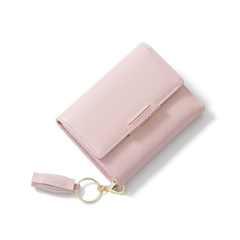 Simple Women's Short Wallet Tassel Small Folding