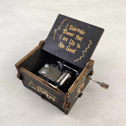 Hand Crank Wooden Music Box - Spirited Away, Antique Carved Design