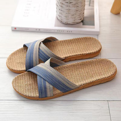 Couple's Indoor Non-slip Linen Platform Slippers