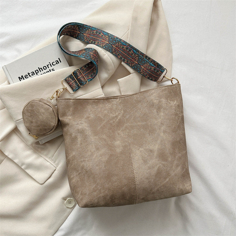 Vintage Wide Shoulder Strap Shoulder Bag