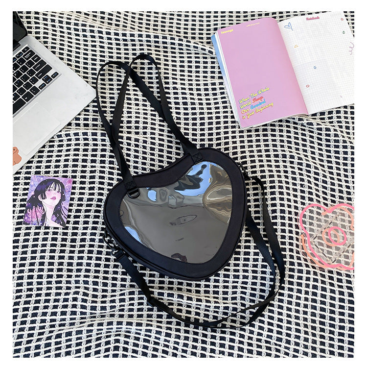 Heart-Shaped Transparent Crossbody Bag