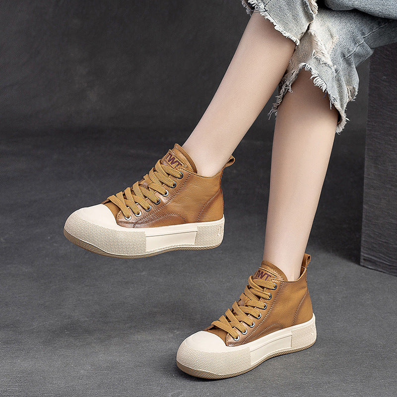 Vintage High-top Cowhide Casual Sneakers