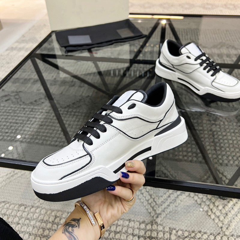 Breathable Leather Lace-up Fashion Sneakers